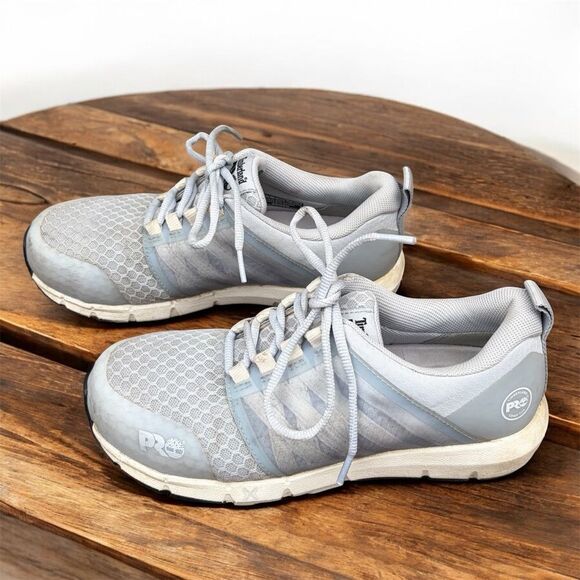 Women's Timberland PRO Radius Comp-Toe Athletic Work Sneaker Light Blue 7.5M - Picture 3 of 9